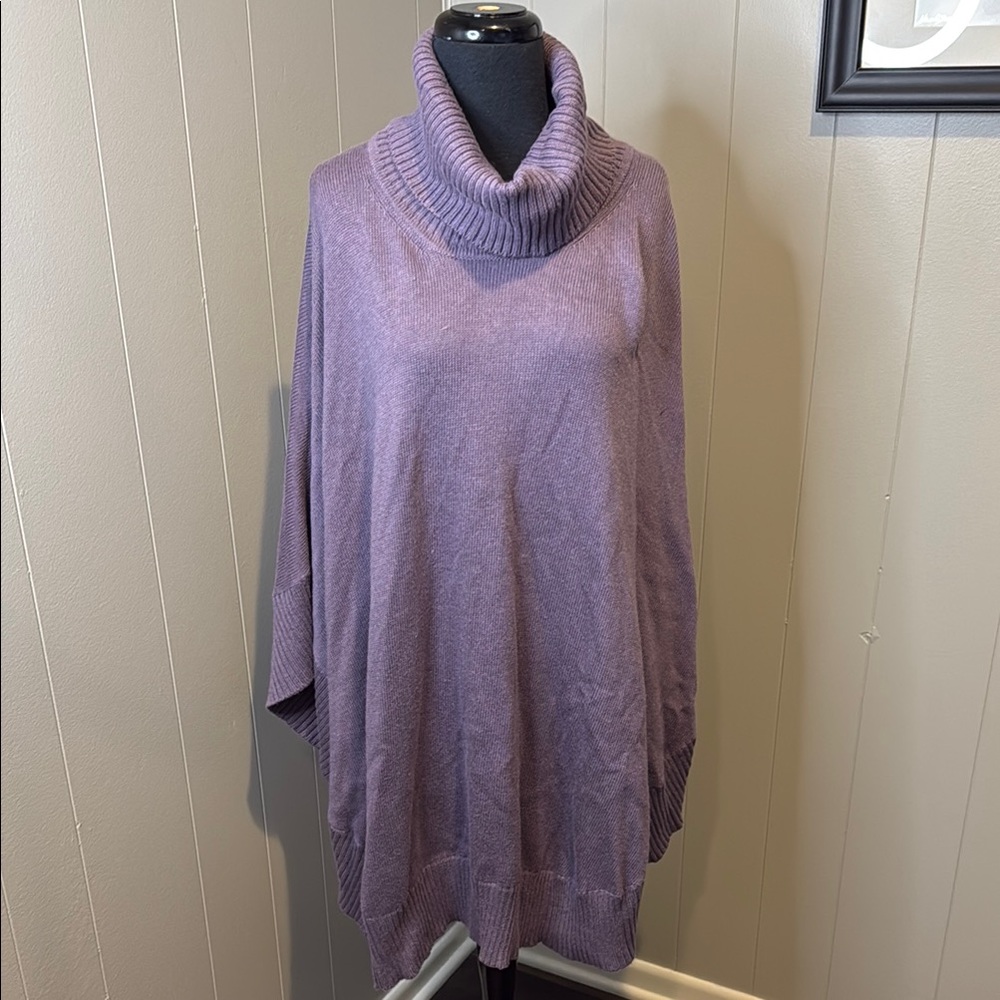 B1 J. Jill Purple Poncho with Cozy Knit Texture Turtleneck Cashmere